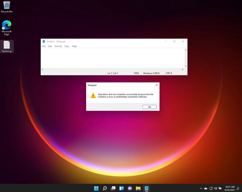 A screenshot of windows 11 virus checking