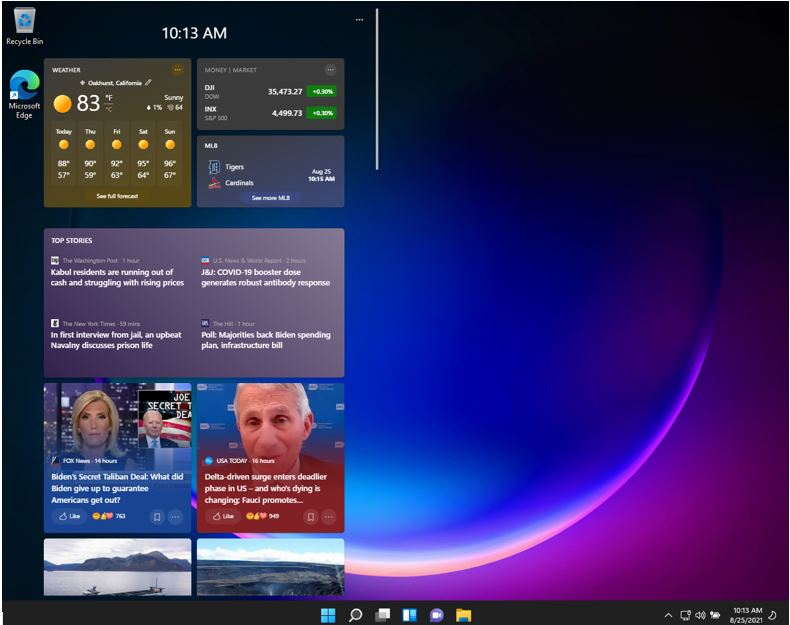 A screenshot of windows 11 widgets
